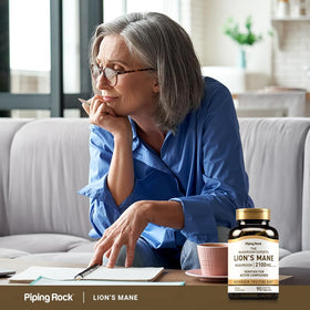 Piping Rock Lion's Mane supplement on a table