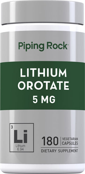Piping Rock Lithium Orotate 5mg 180 capsules front view