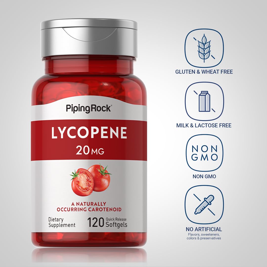 Piping Rock Lycopène gélules 120 pièces en vue de côté