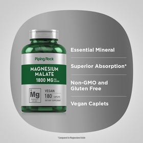 Piping Rock Magnésium Malate 1800 mg détails des ingrédients