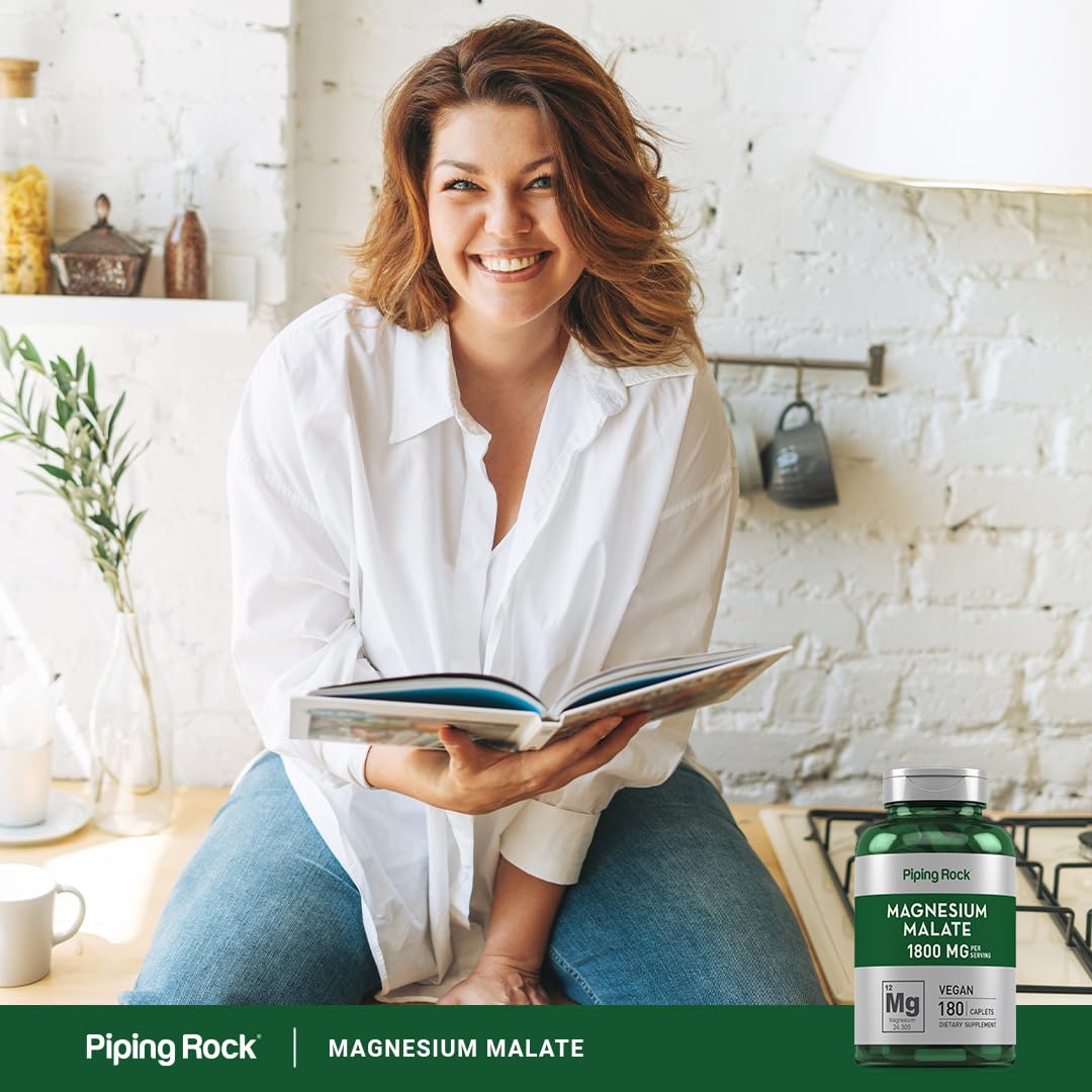 Piping Rock Magnésium Malate 1800 mg étiquette de la boîte