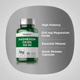 Piping Rock Magnésium Oxyde 500 mg capsules à libération rapide