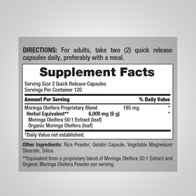Piping Rock Moringa Oleifera capsules avec étiquette