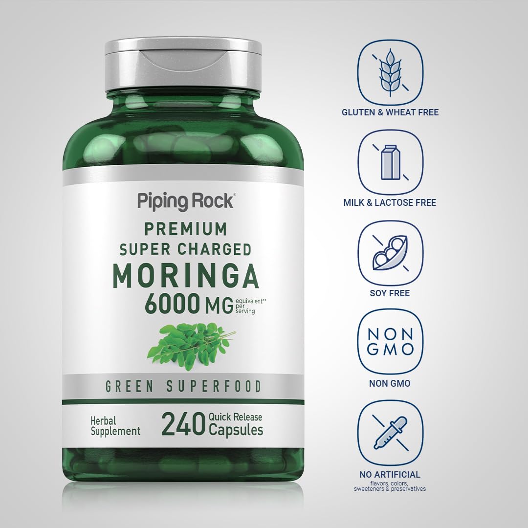 Piping Rock Moringa Oleifera capsules ouvertes