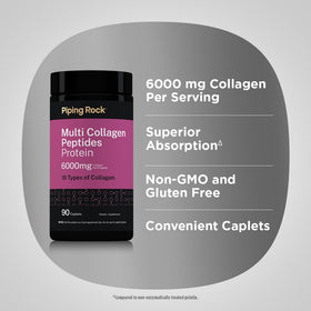 Piping Rock Multi Collagen 6000mg 90 caplets avec étiquette