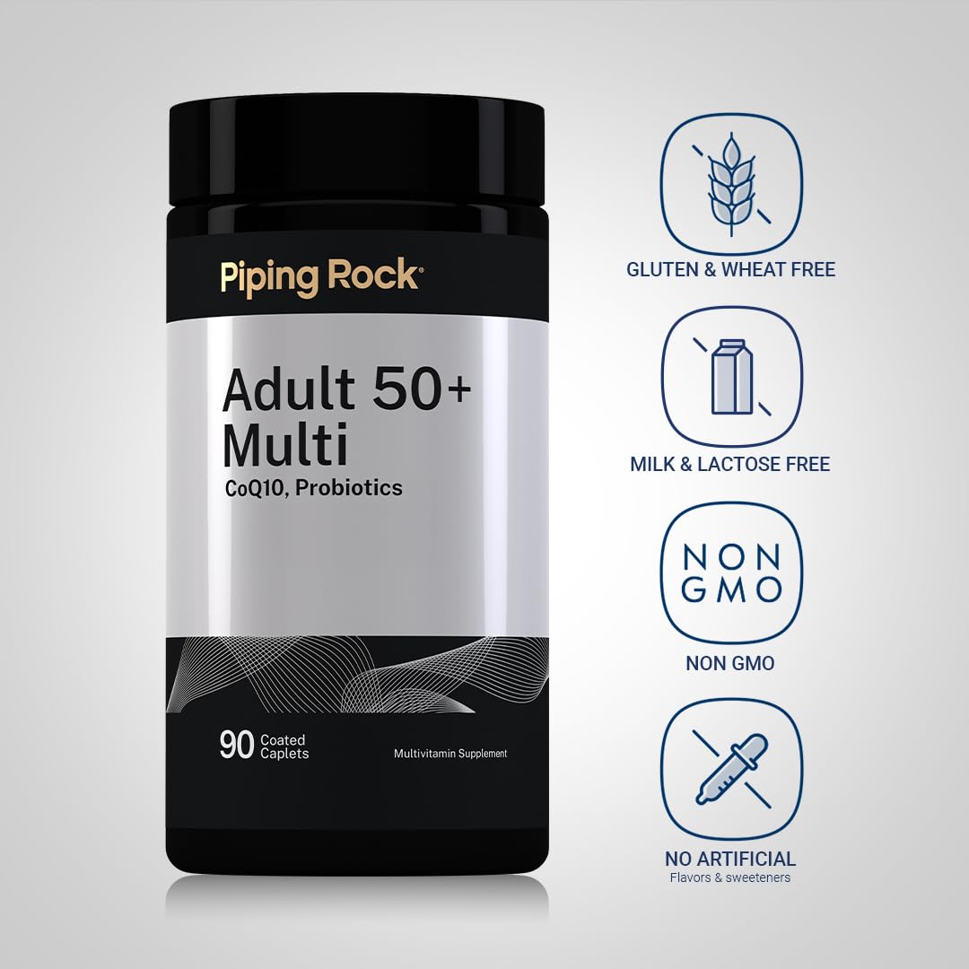 Piping Rock Multivitamines 50+ côté de l'emballage