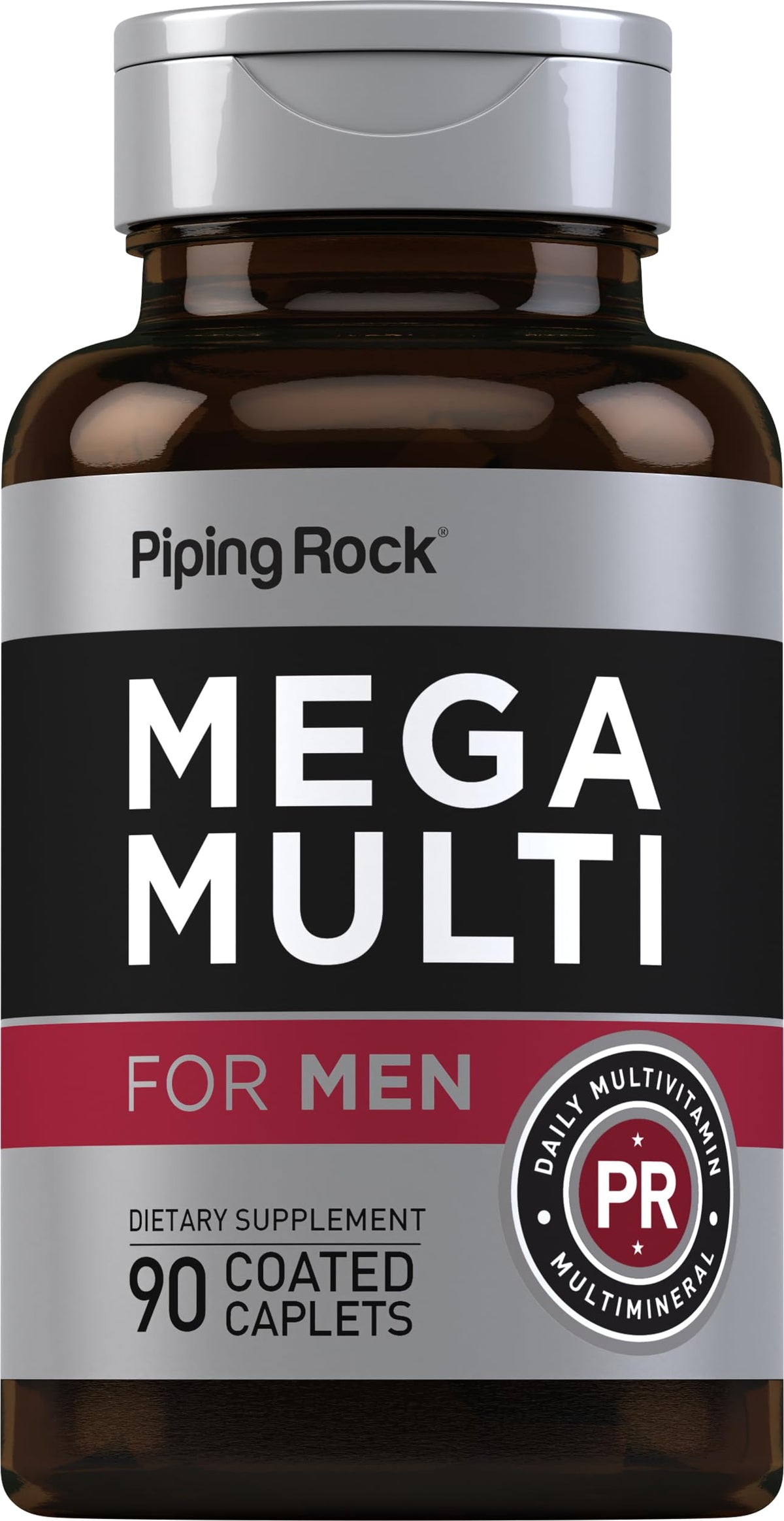 Piping Rock Multivitamines pour Hommes - 90 comprimés enrobés sur fond blanc