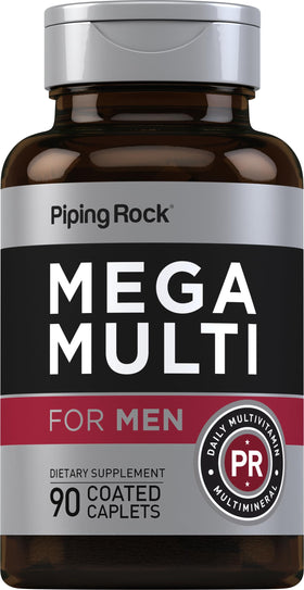 Piping Rock Multivitamines pour Hommes - 90 comprimés enrobés sur fond blanc
