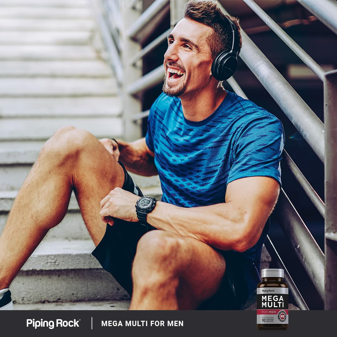 Piping Rock Multivitamines pour Hommes - comprimés sur une table