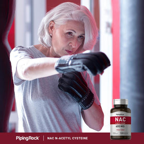 Piping Rock NAC N-Acétyl Cystéine 600mg 100 Capsules - flacon ouvert