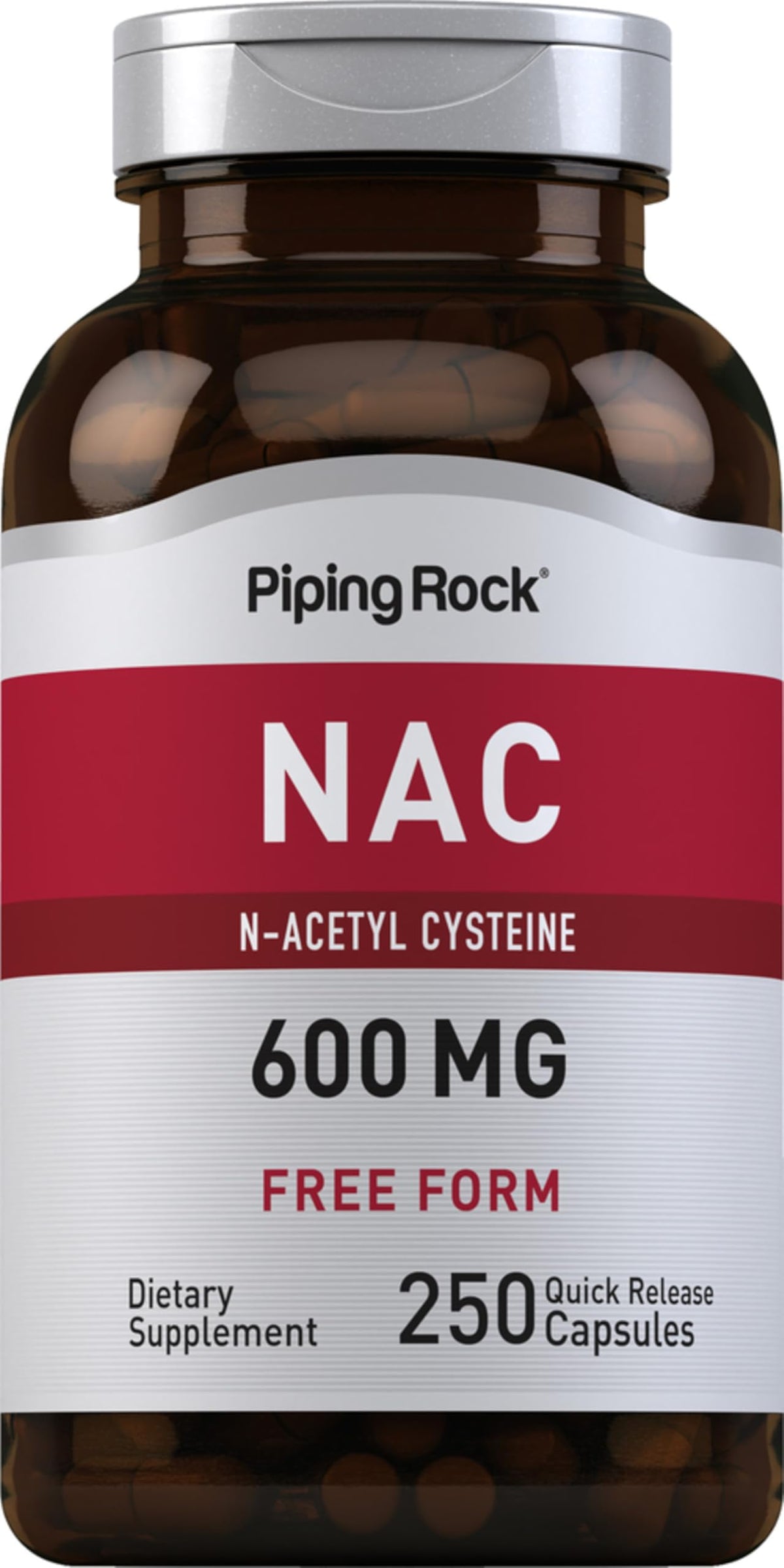 Piping Rock NAC N-Acétylcystéine 600mg flacon de 250 capsules
