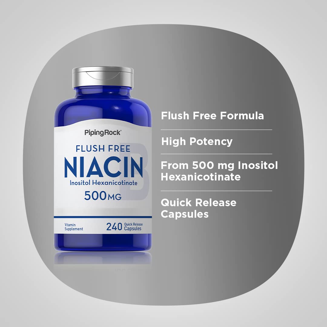 Piping Rock Niacine 500mg capsules avec main pour échelle