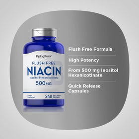 Piping Rock Niacine 500mg capsules avec main pour échelle