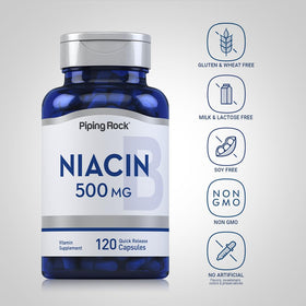 Piping Rock Niacine 500mg capsules végétariennes ouvertes