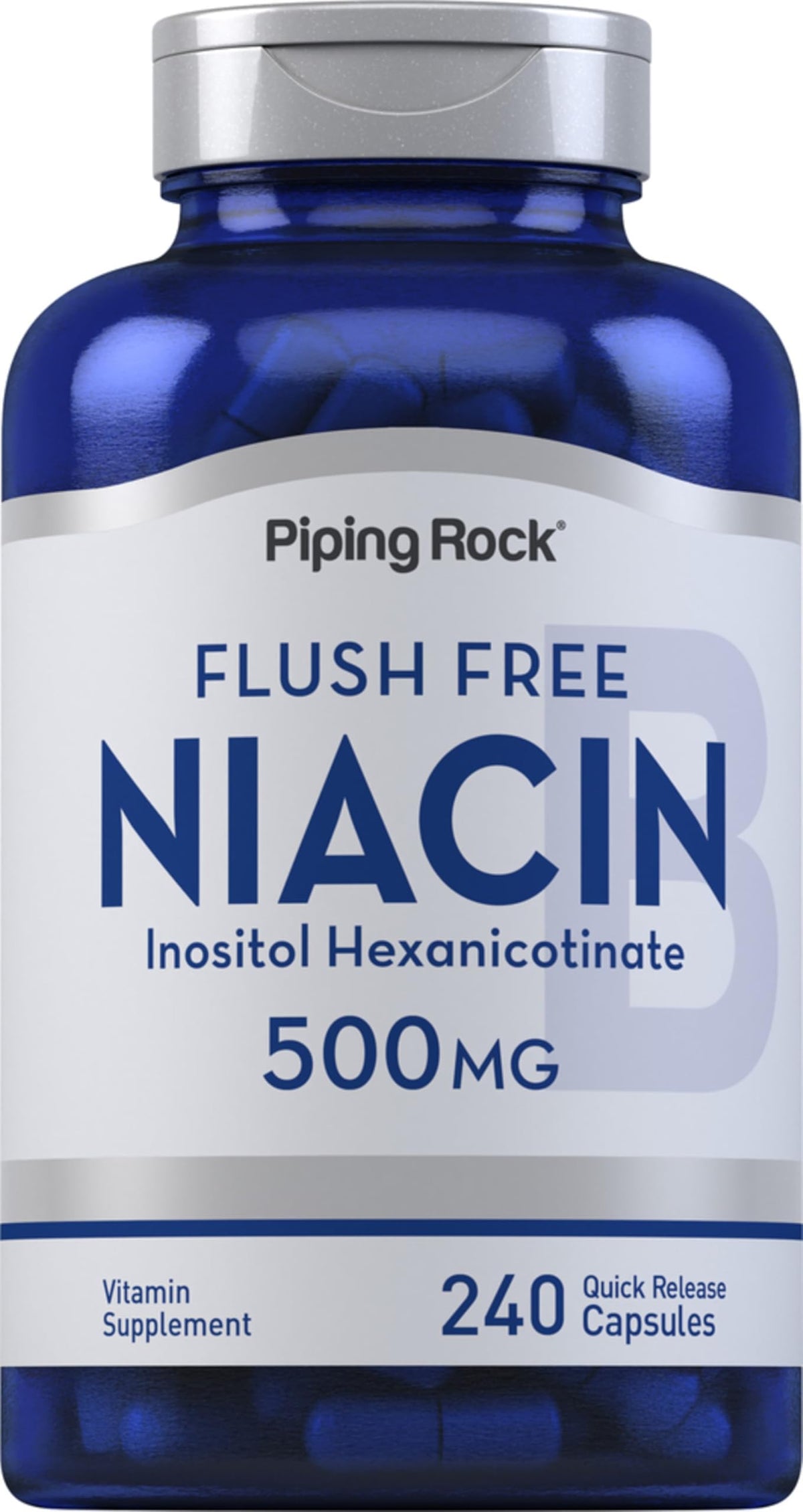Piping Rock Niacine 500mg capsules vue de face