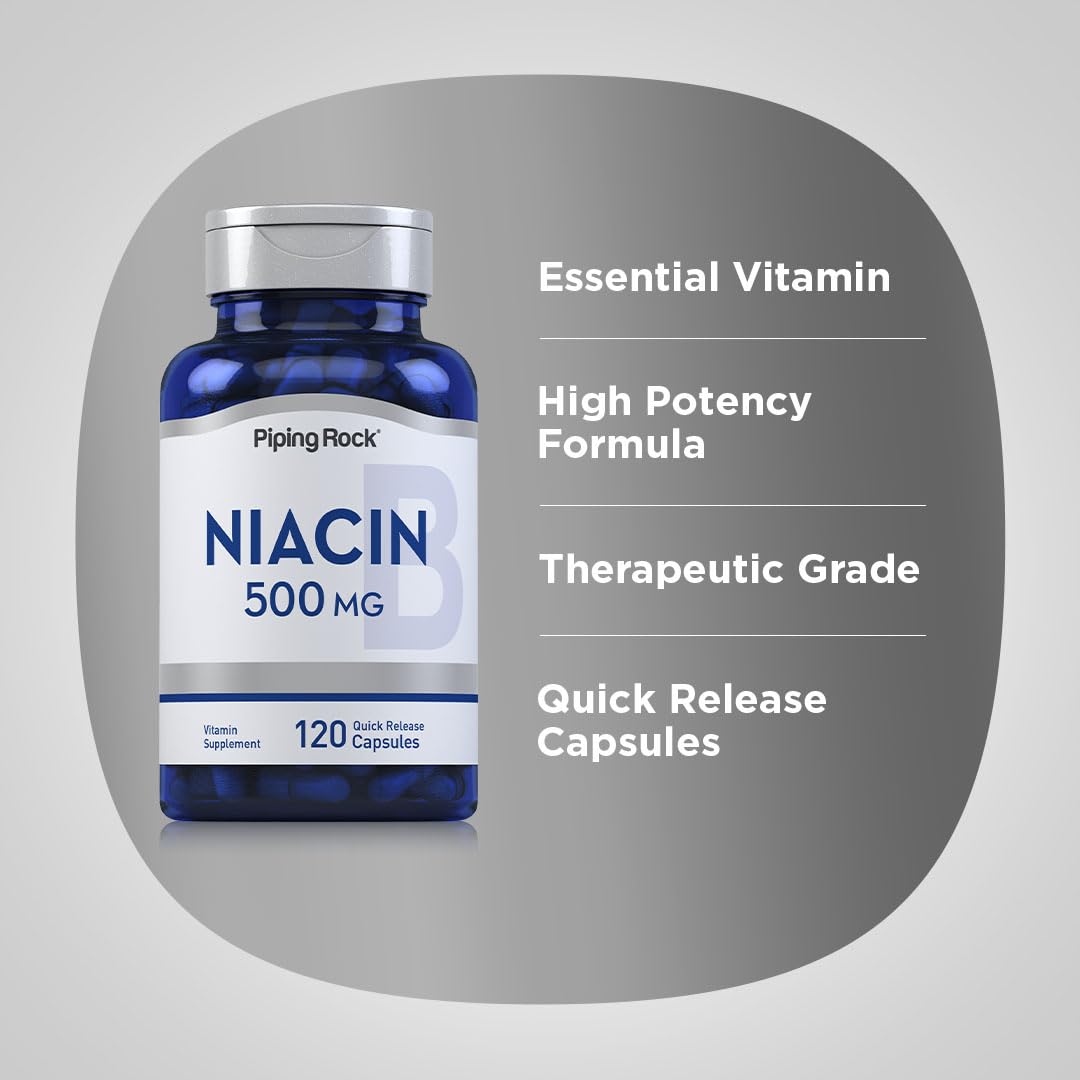 Piping Rock Niacine 500mg contenant avec capsules