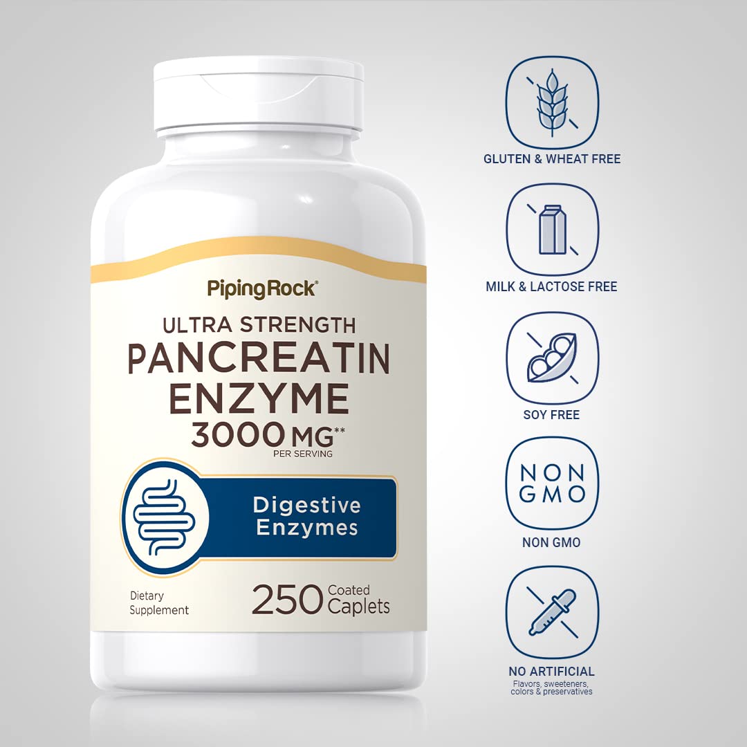 Piping Rock Pancréatine Enzymes daily comprimés sur une surface plane