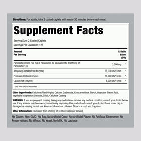 Piping Rock Pancréatine Enzymes daily emballage avec informations