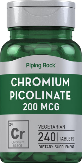 Piping Rock Picolinate de Chrome 200mcg 240 comprimés vue avant