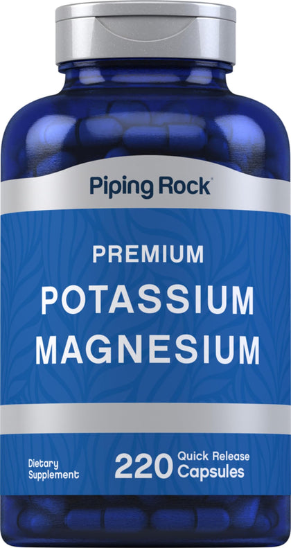 Piping Rock Potassium Magnésium 220 capsules vue de face