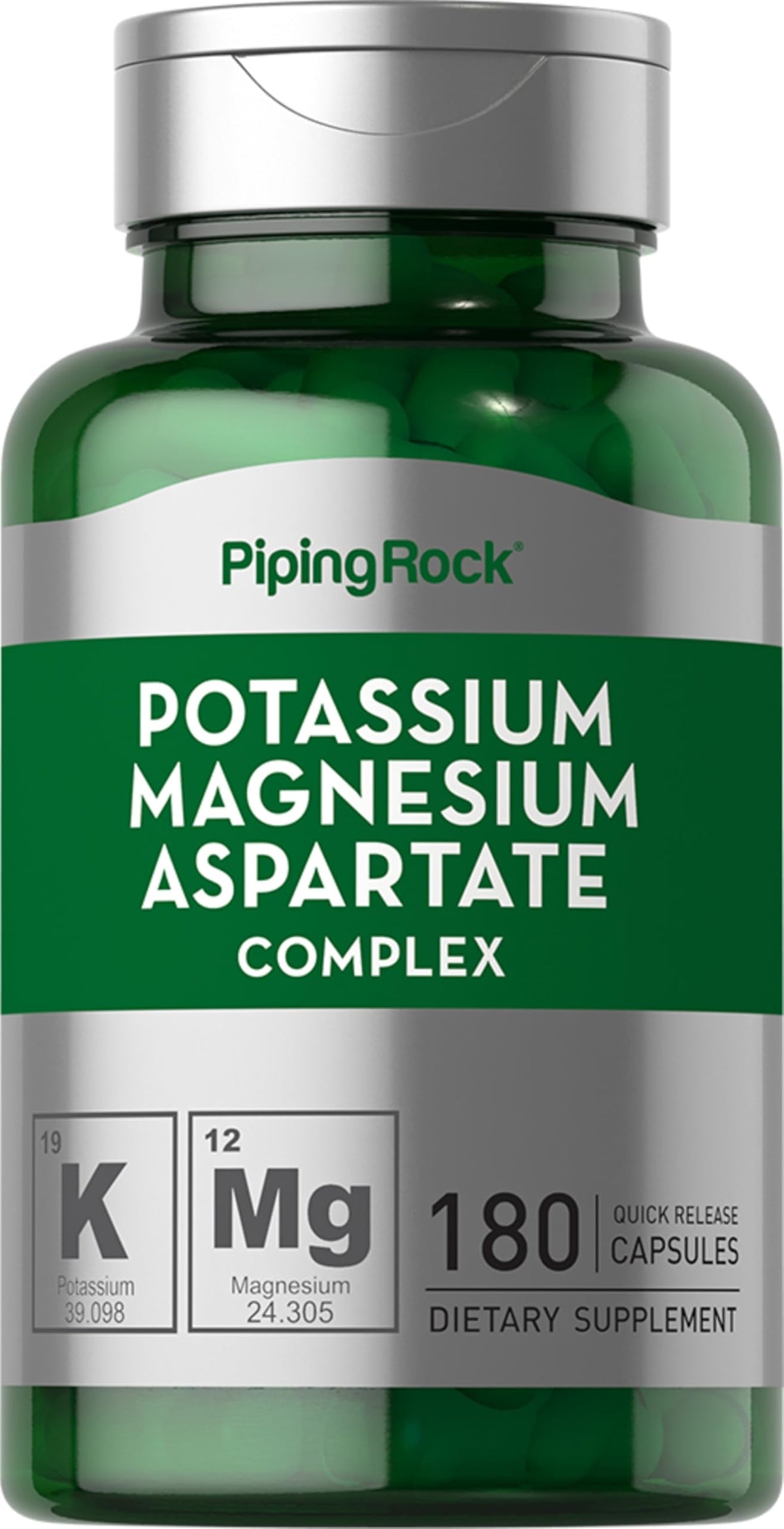 Piping Rock Potassium Magnésium Aspartate 180 gélules avant vue