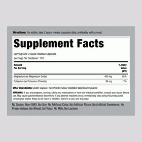 Piping Rock Potassium Magnésium capsules sur une surface claire