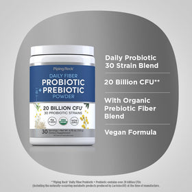 Piping Rock Poudre Probiotique et Prébiotique 191g dans un verre d'eau