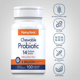 Piping Rock Probiotique 100 comprimés, côté du flacon