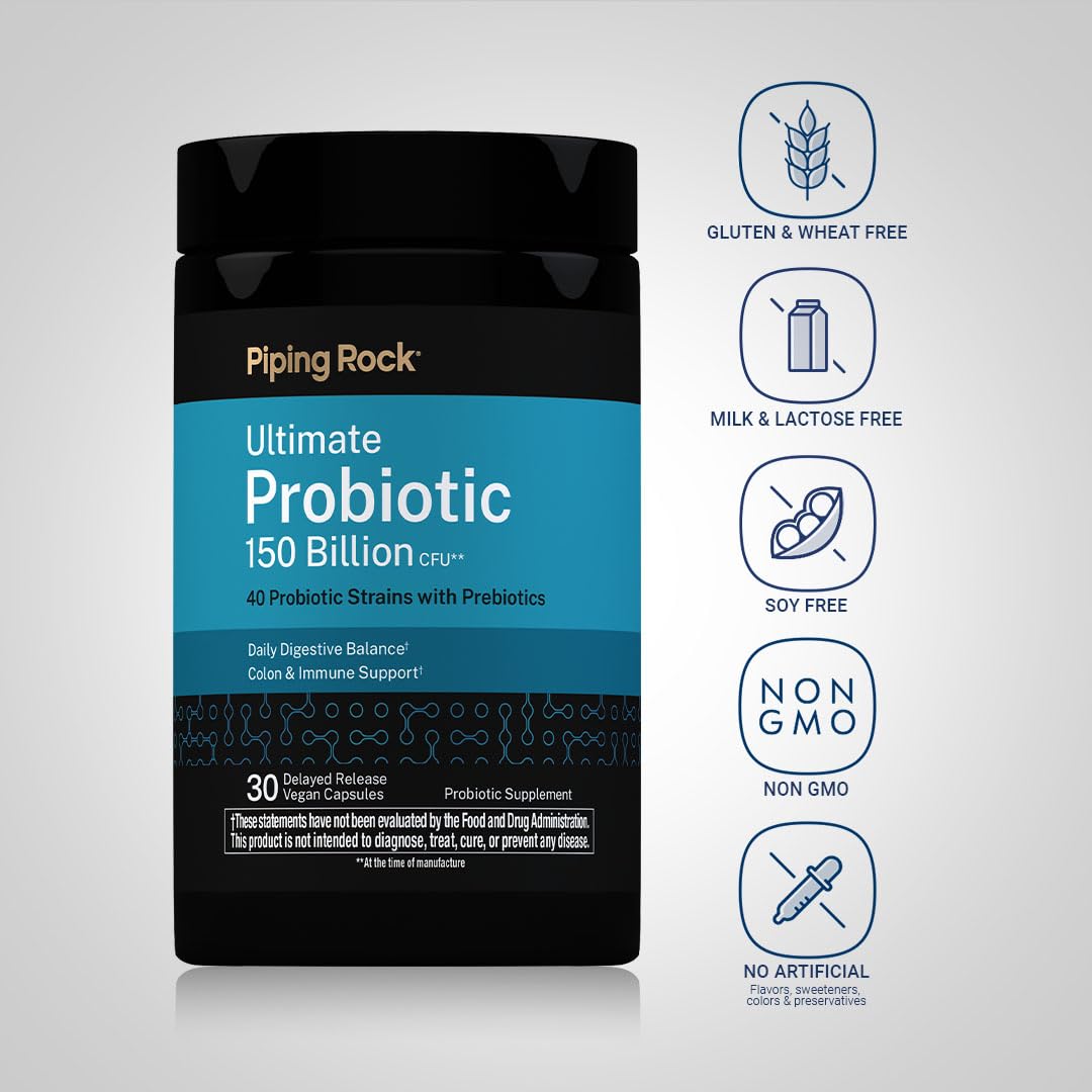 Piping Rock Probiotique 150 Milliards CFU 30 Capsules, détails des ingrédients
