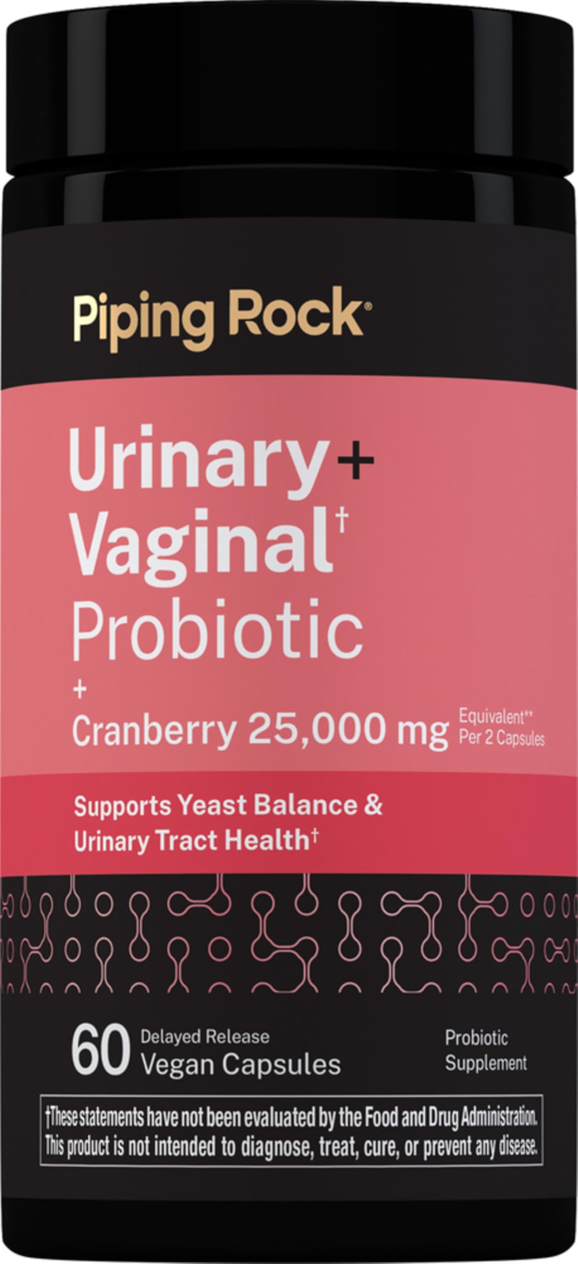 Piping Rock Probiotique Urinaire et Vaginal 60 Capsules vue de face