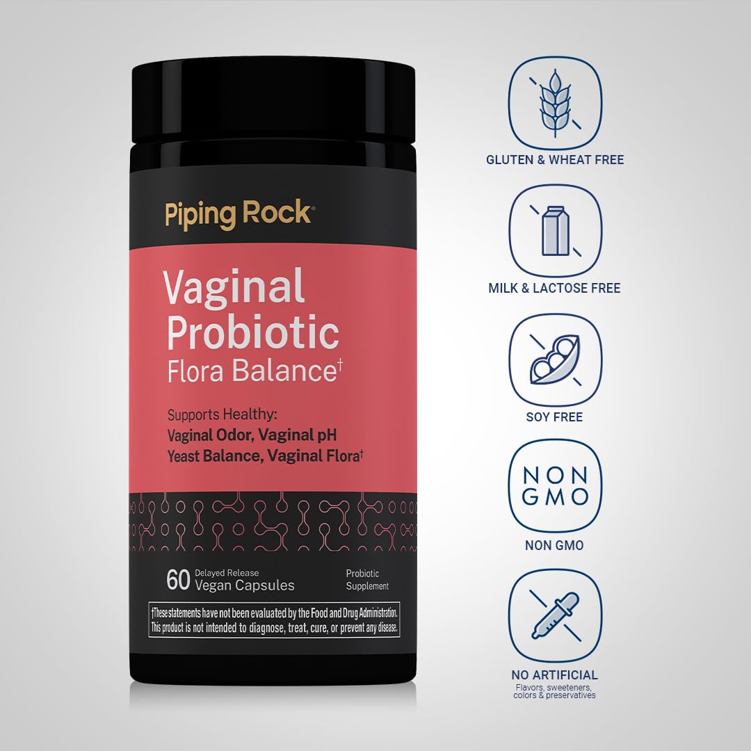 Piping Rock Probiotiques Vaginales 60 capsules côté