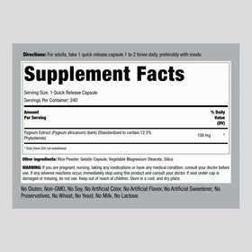 Piping Rock Pygeum 100mg capsules ouvertes montrant le contenu