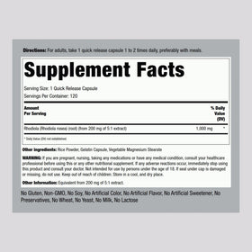Piping Rock Rhodiola Rosea capsules ouvertes sur une table