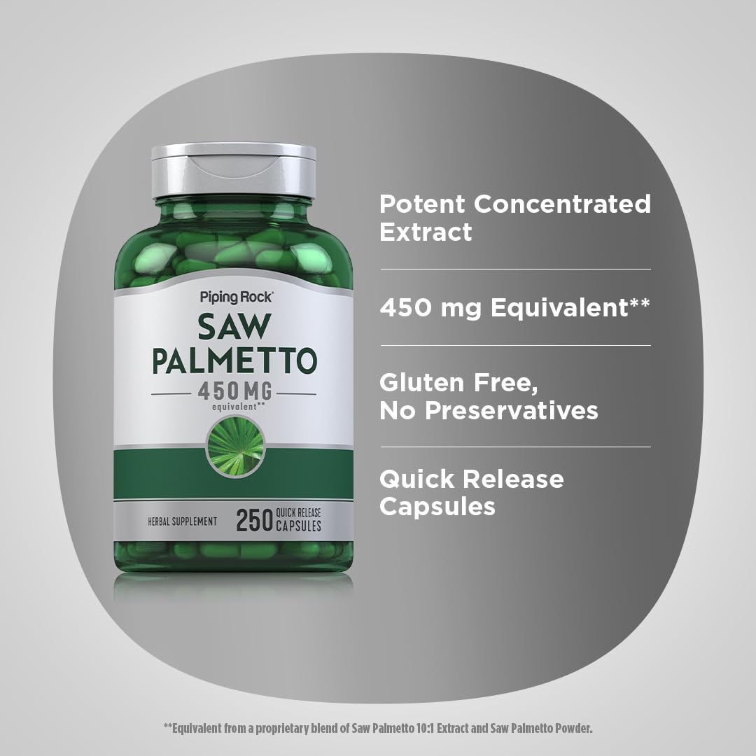 Piping Rock Saw Palmetto 250 capsules vue de côté