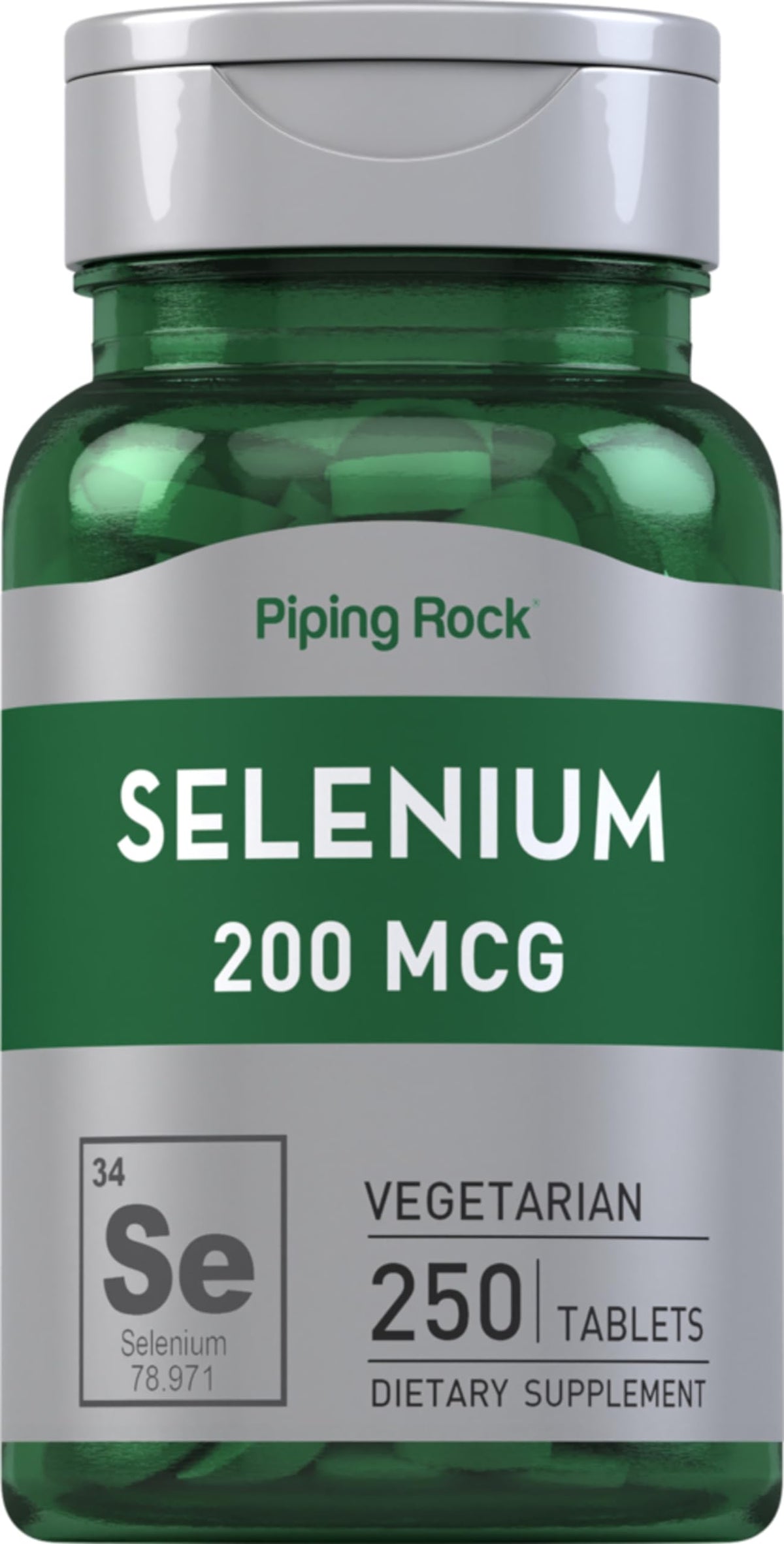 Piping Rock sélénium 200mcg comprimés 250 unités vue de face