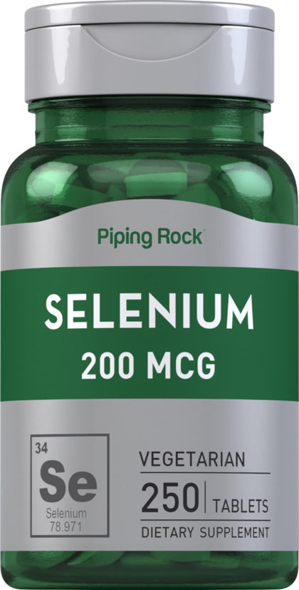 Piping Rock sélénium 200mcg comprimés 250 unités vue de face