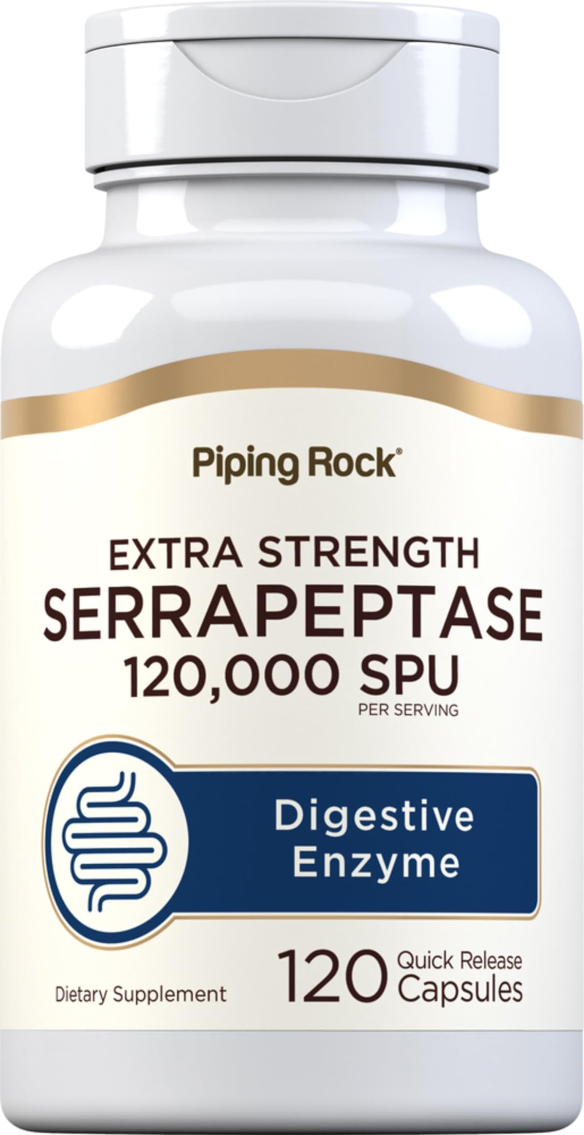 Piping Rock Serrapeptase 120000 SPU 120 capsules front view