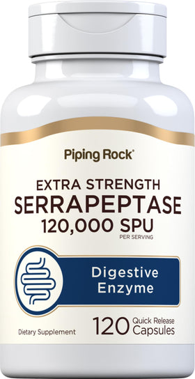 Piping Rock Serrapeptase 120000 SPU 120 capsules front view