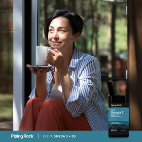 Piping Rock Ultra Omega 3 + D3 product with a measuring spoon