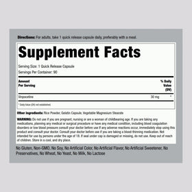 Piping Rock Vinpocétine 30mg 90 capsules avec emballage