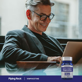 Piping Rock Vinpocétine 30mg 90 capsules avec étiquette visible
