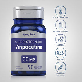 Piping Rock Vinpocétine 30mg capsules ouvertes montrant le contenu