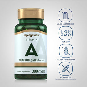 Piping Rock Vitamine A 10000 UI gélules, dosage recommandé