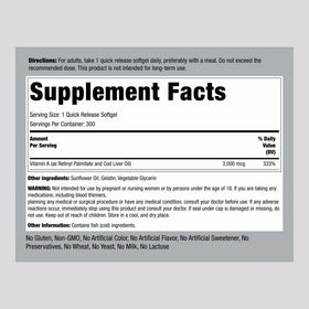 Piping Rock Vitamine A 10000 UI gélules, vue latérale
