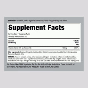 Piping Rock Vitamine B1 100mg comprimés arrière