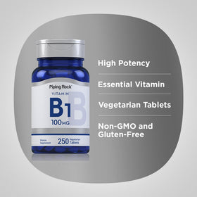 Piping Rock Vitamine B1 100mg comprimés avec bouteille