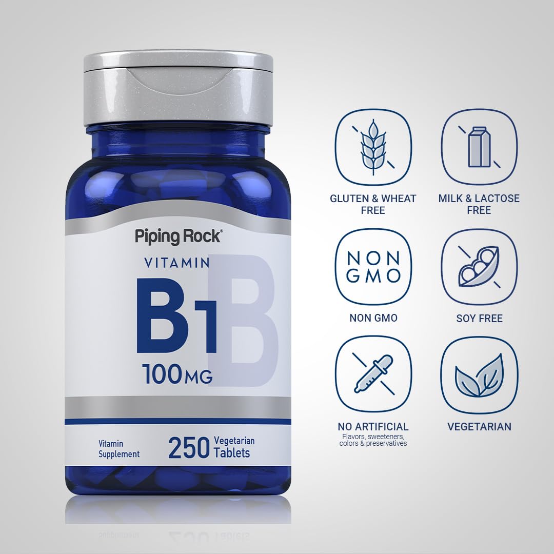 Piping Rock Vitamine B1 100mg comprimés sur une table