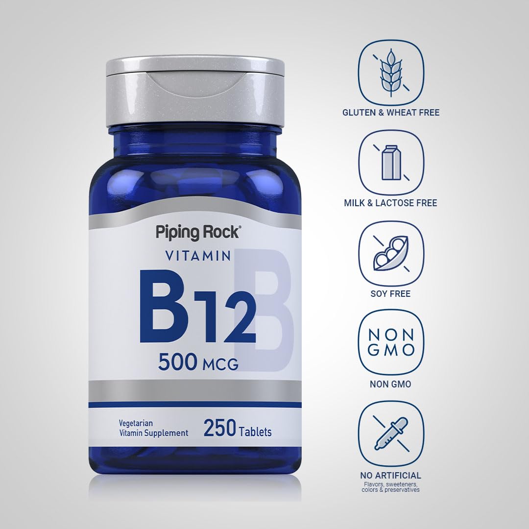 Piping Rock Vitamine B12 500 mcg face du comprimé