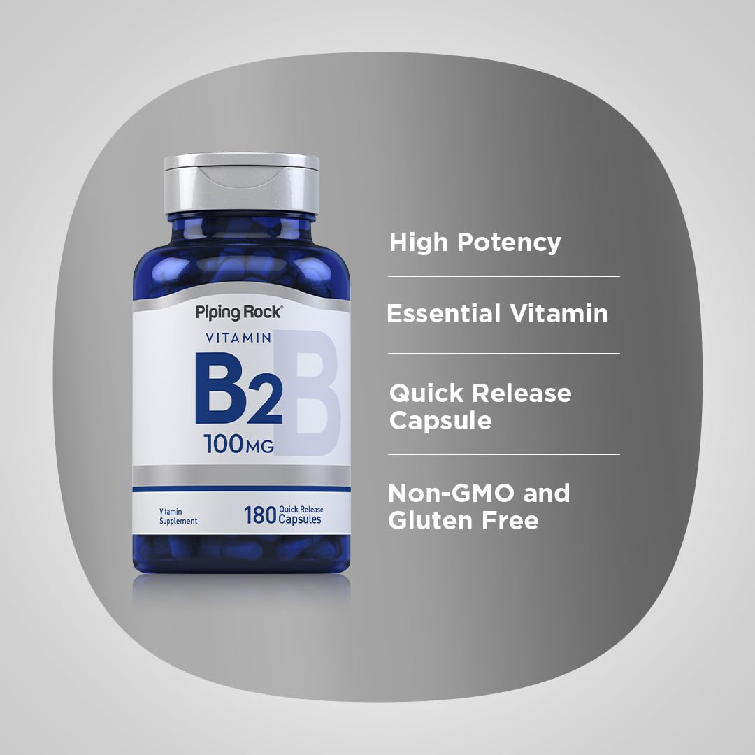 Piping Rock Vitamine B2 100mg gélules close-up