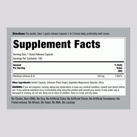 Piping Rock Vitamine B2 100mg gélules packaging